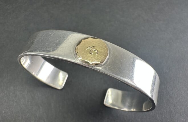 30g】oldゴローズgoro'sタタキ金イーグル18kメタル付き顔バングル